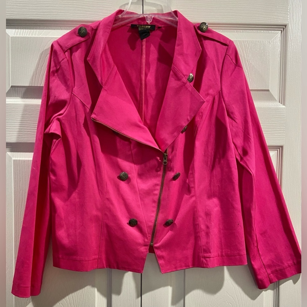 Twiggy London Pink Long Sleeve Jacket Zipper Buttons Size 8 (M)